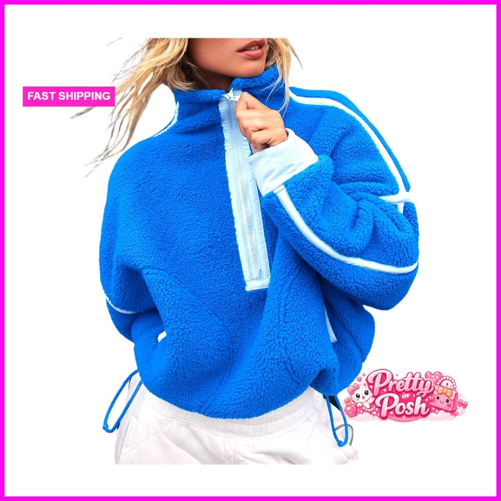Half Zip Pullover Fleece Sweatshirt with Zippered Pocket